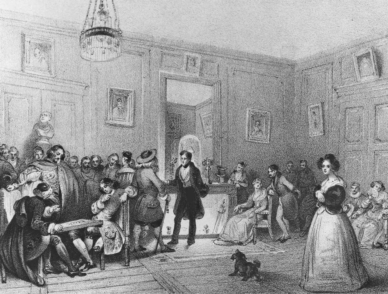 Foyer des acteurs au Théâtre Français, gravé par Pierre Joseph Challamel, c.1850s - Theophile Evariste Fragonard