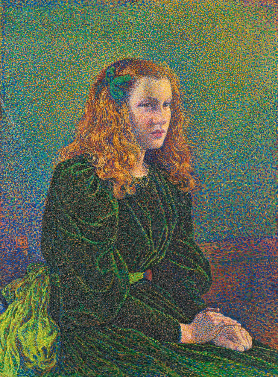 Jeune femme en robe verte - Théo van Rysselberghe