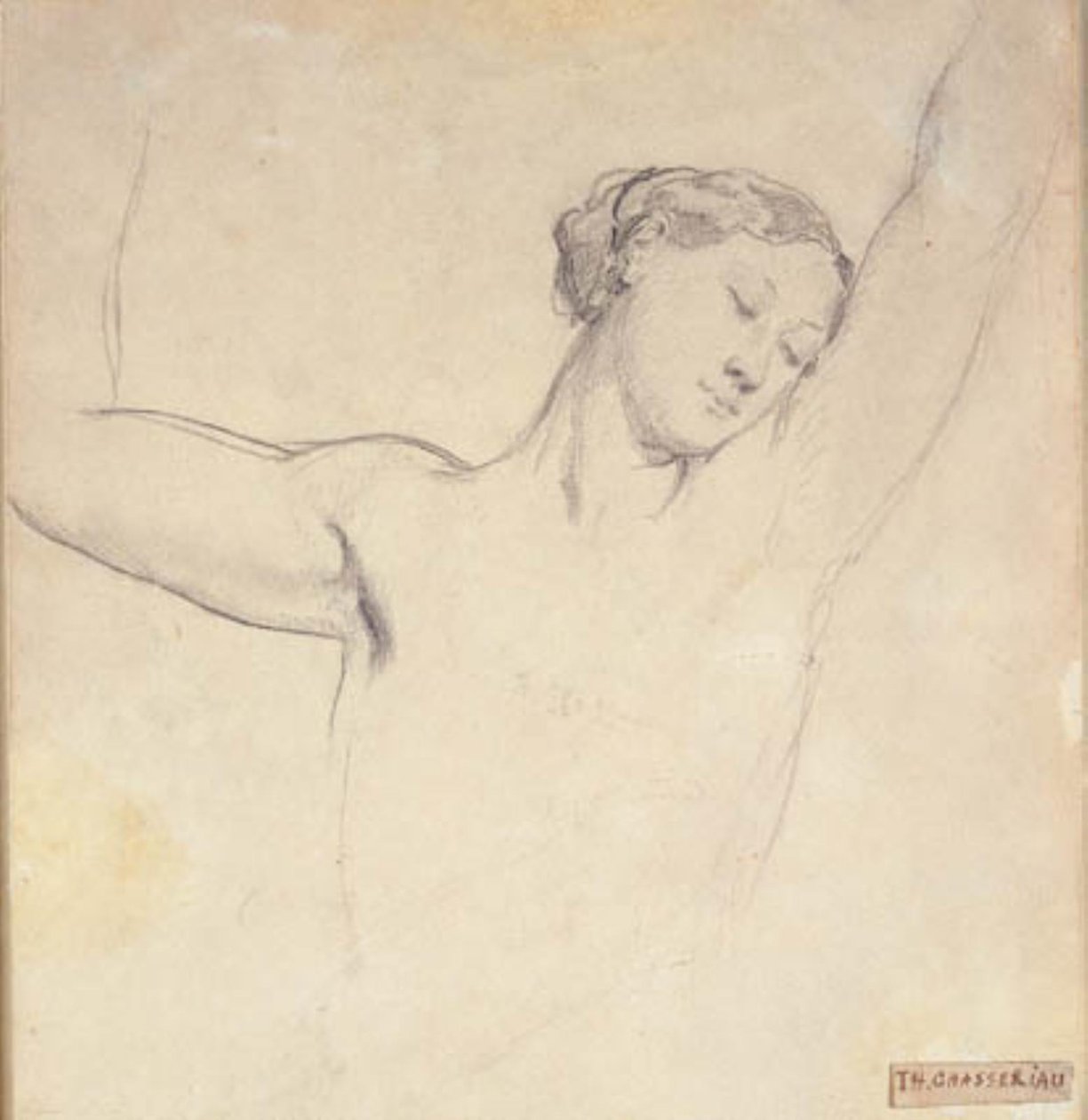 Modèle féminin, demi-figure avec bras levés - Théodore Chassériau