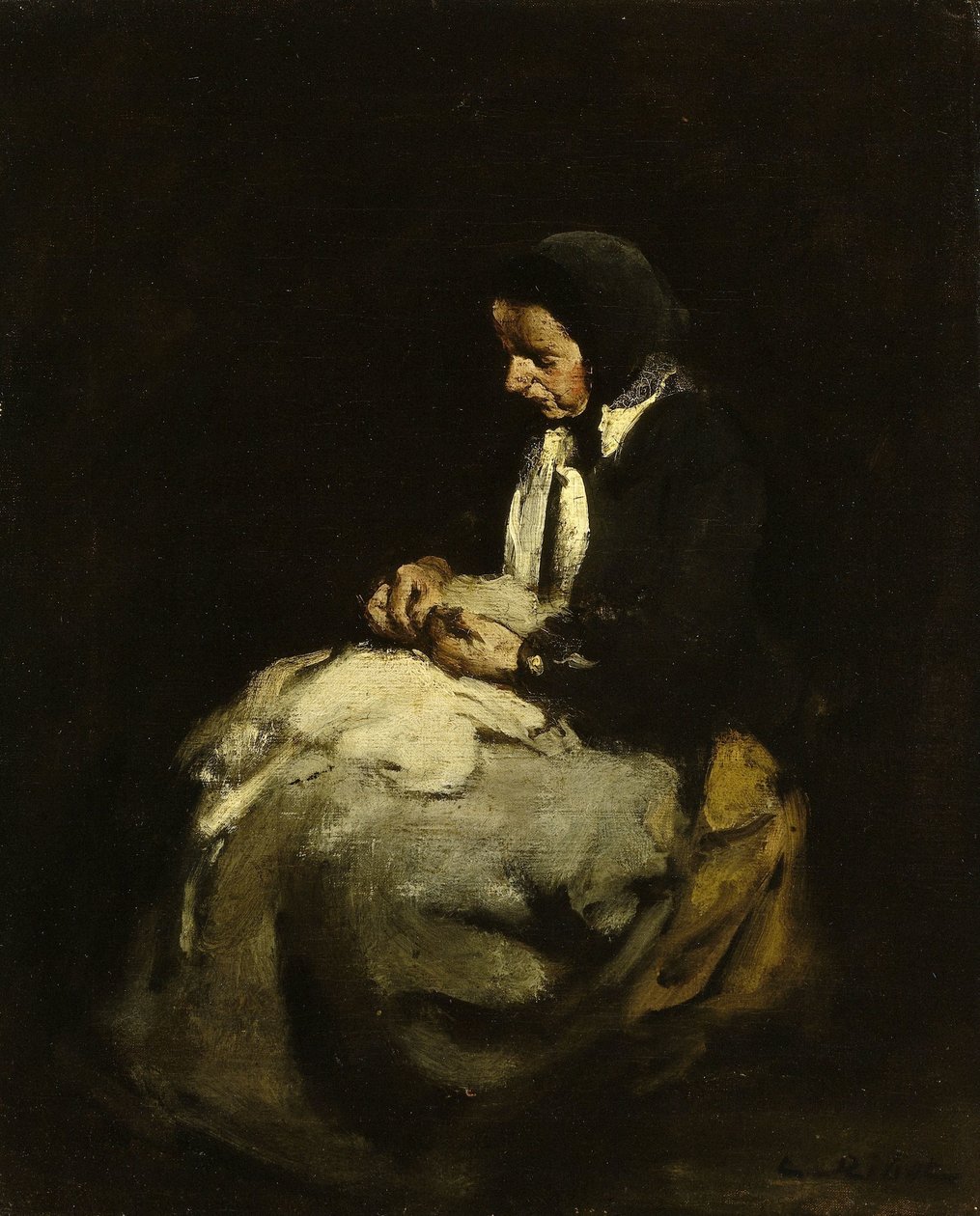 Femme cousant - Théodule Augustin Ribot