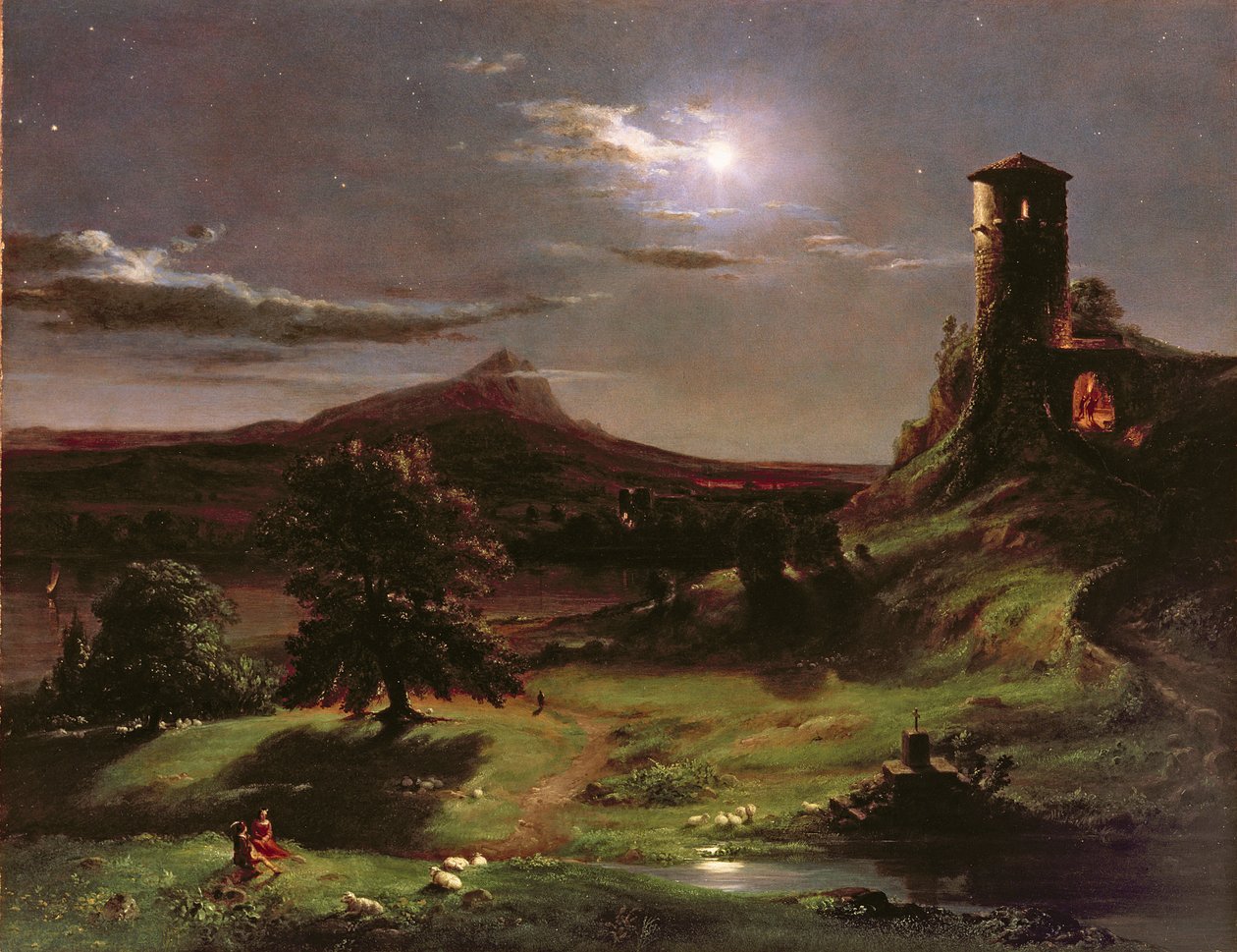 Paysage (clair de lune), c.1833-34 - Thomas Cole
