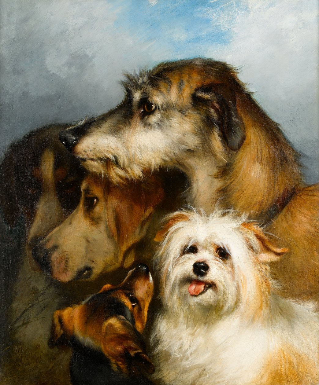 Un lévrier et des compagnons de chasse, 1863 - Thomas Earl
