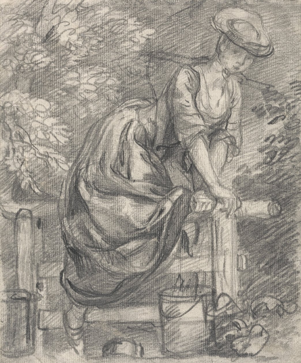 Une laitière grimpant une barrière - Thomas Gainsborough