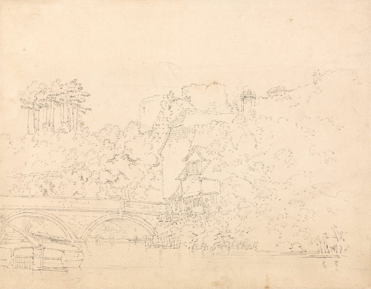 Pont et château de Tonbridge, Kent - Thomas Girtin