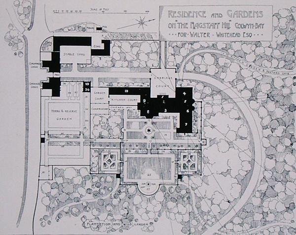 Résidence et jardins sur The Flagstaff Hill, Colwyn Bay, pour Walter Whitehead Esq, de The Art and Craft of Garden Making de Thomas Mawson, publié en 1900 - Thomas Hayton Mawson