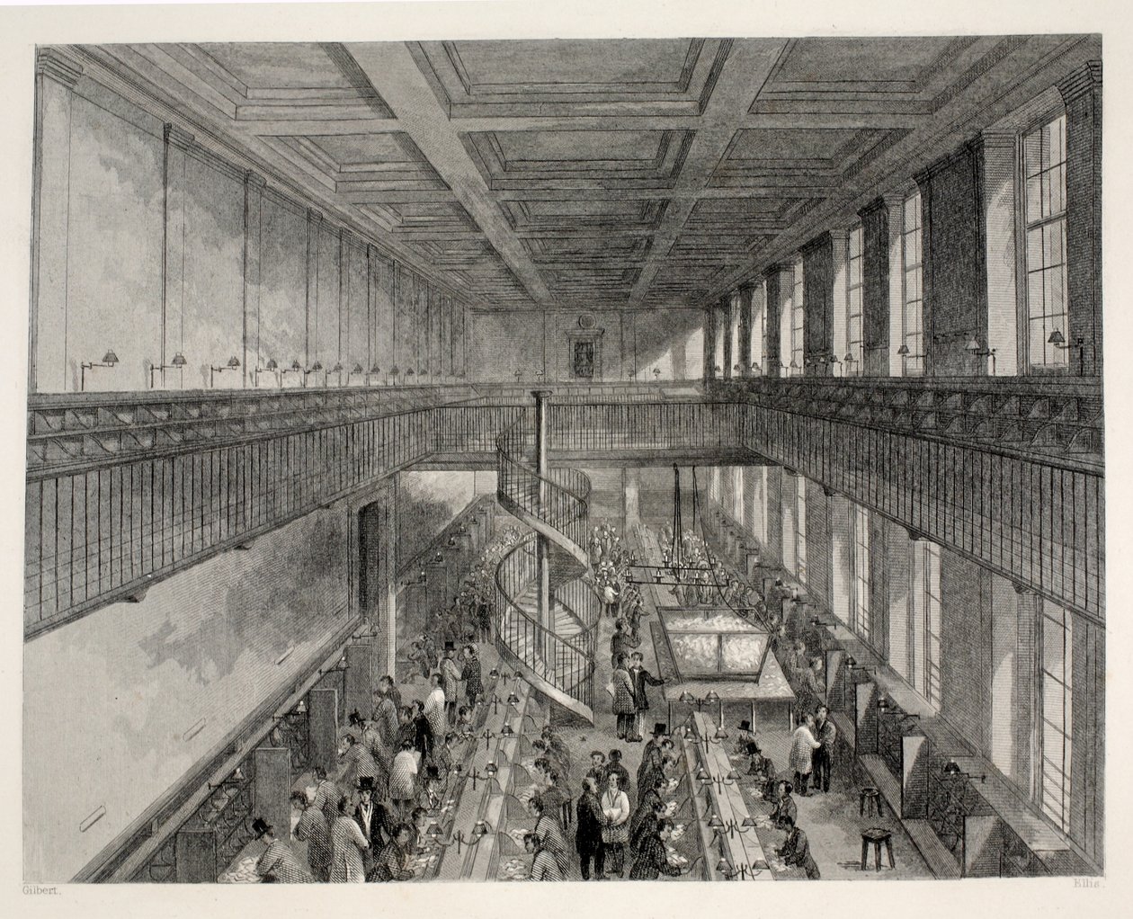 Bureau de poste général, salle des facteurs arrangée pour l