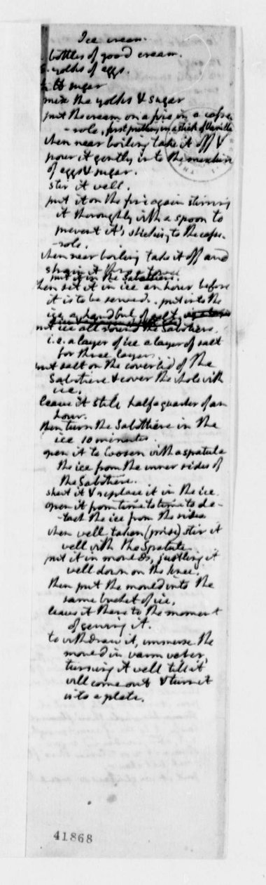 Recette de crème glacée à la vanille - Thomas Jefferson