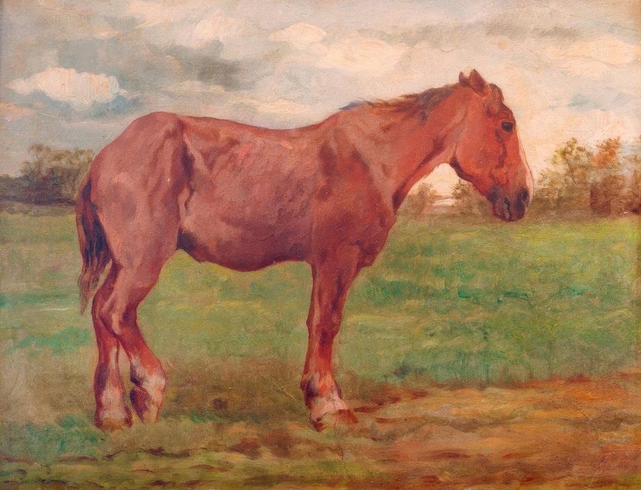 Cheval de travail devant un paysage - Thomas Ludwig Herbst