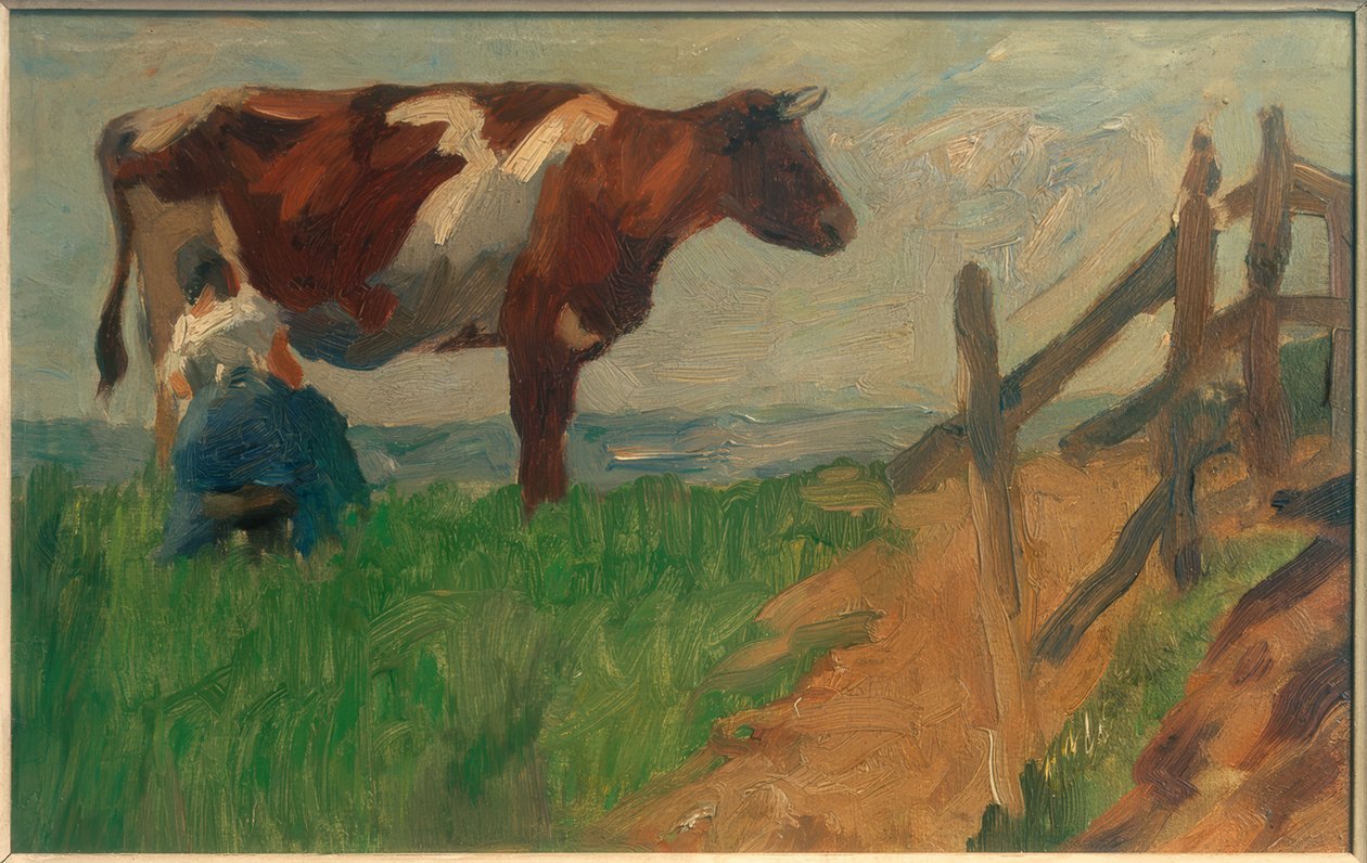 Paysanne trayant une vache - Thomas Ludwig Herbst