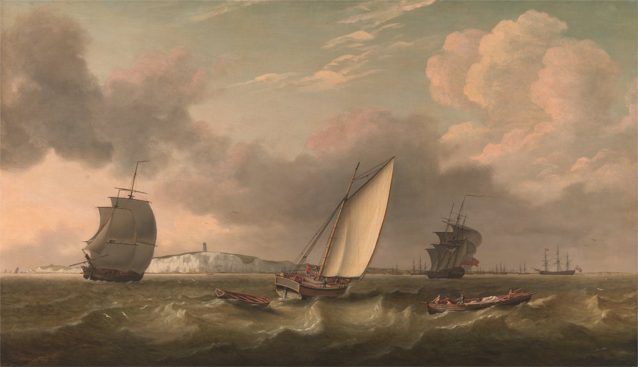 Un bateau à voile par vent léger au large du South Foreland - Thomas Luny