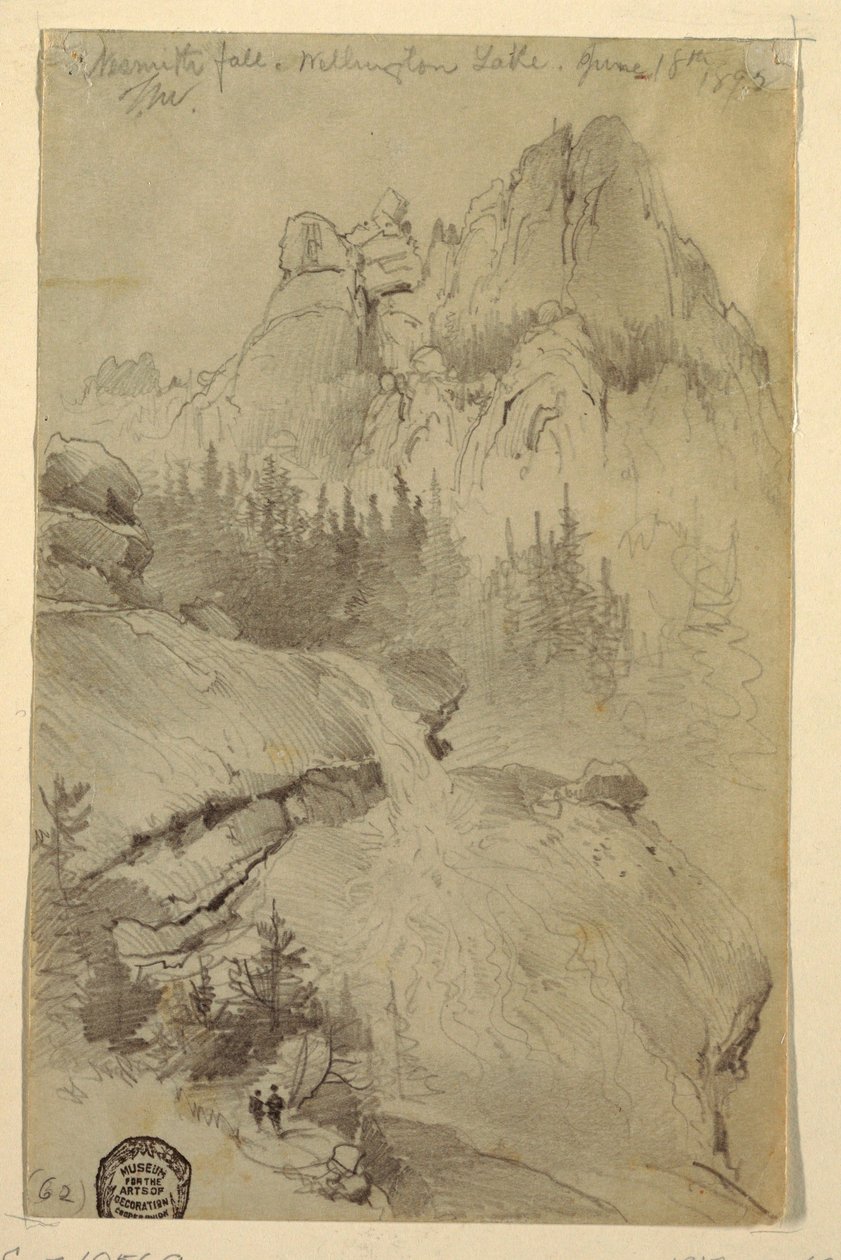 Dessin, Nesmith Fall, lac Wellington, Colorado, 18 juin 1892 - Thomas Moran