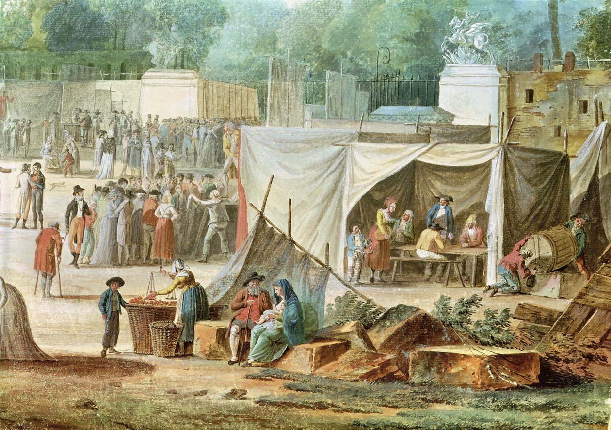 Vue des Tuileries depuis la Place de la Révolution, détail du marché - Thomas Naudet