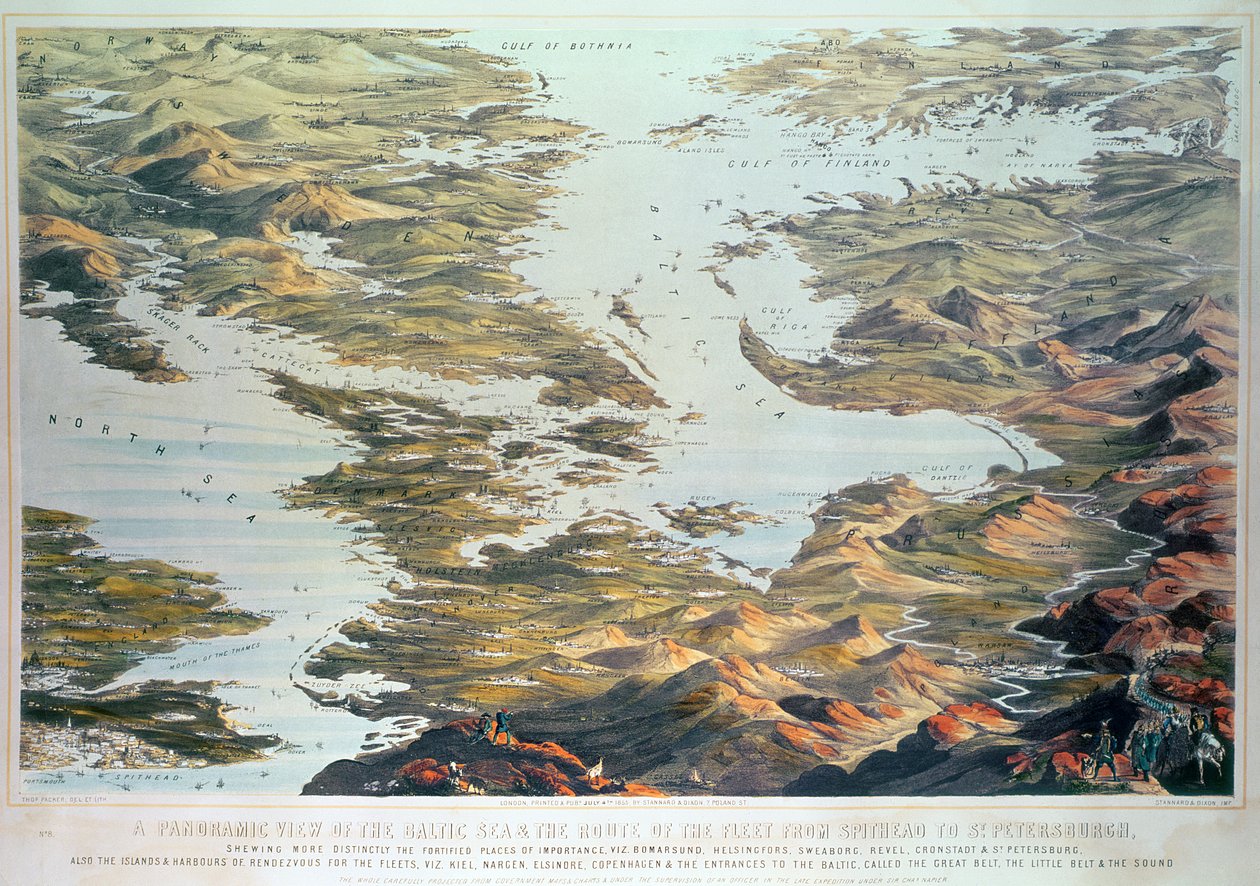 Vue panoramique de la mer Baltique et de la route de la flotte de Spithead à Saint-Pétersbourg, d