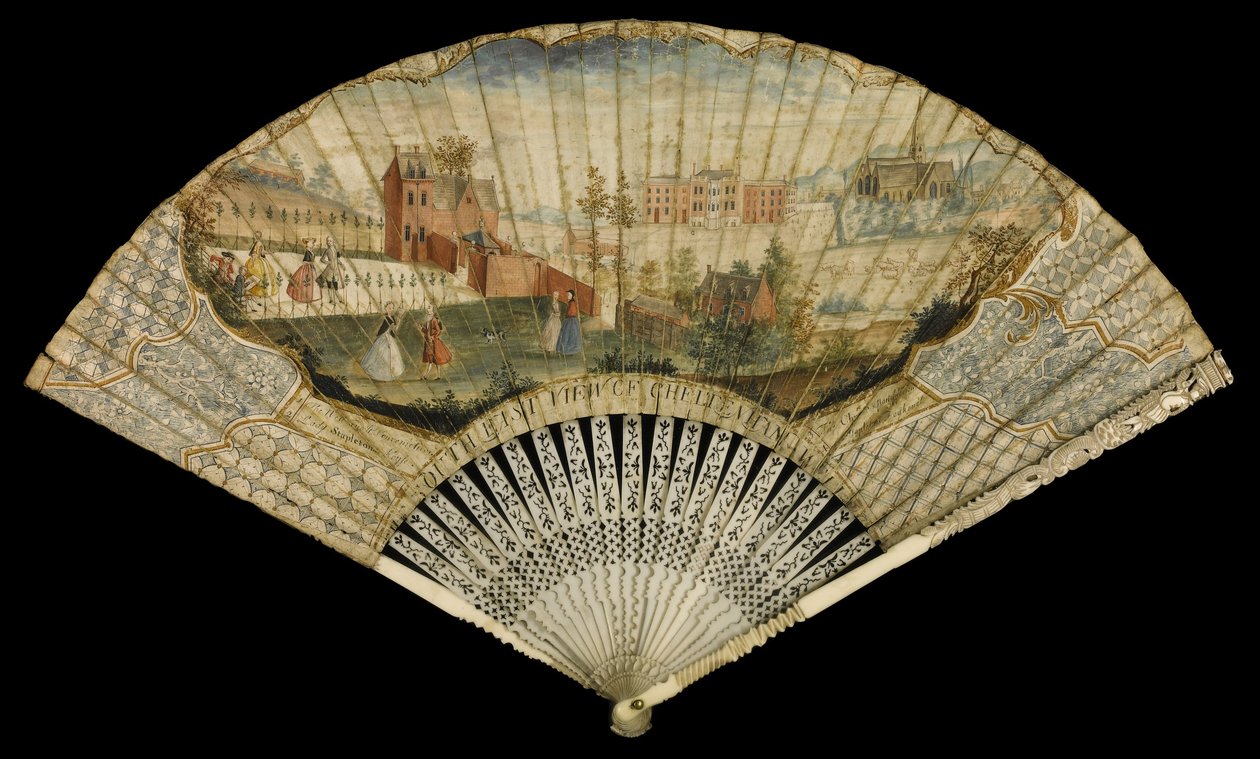 Éventail décoré avec la vue sud-est de Cheltenham Well, 1740 - Thomas Robins