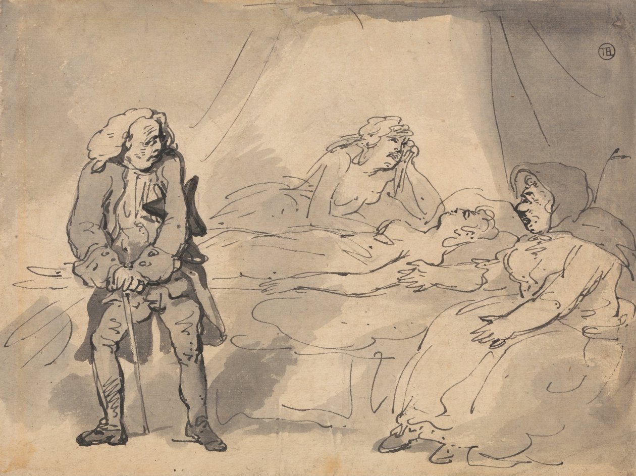 Scène de lit de mort - Thomas Rowlandson