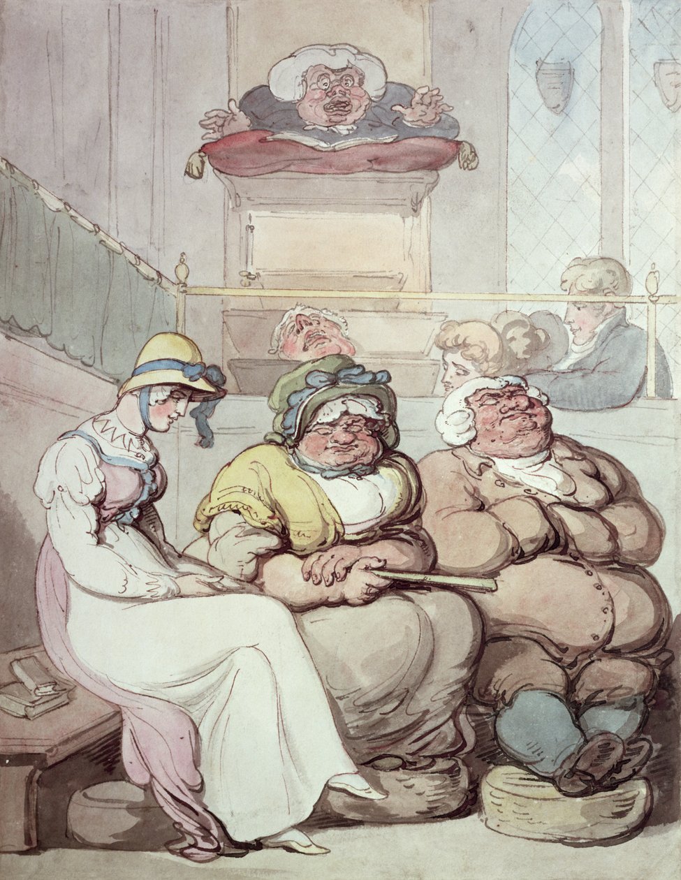 Une congrégation endormie - Thomas Rowlandson