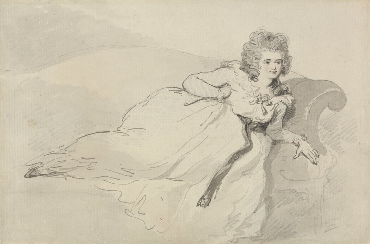 Mme Abington, allongée sur un canapé - Thomas Rowlandson
