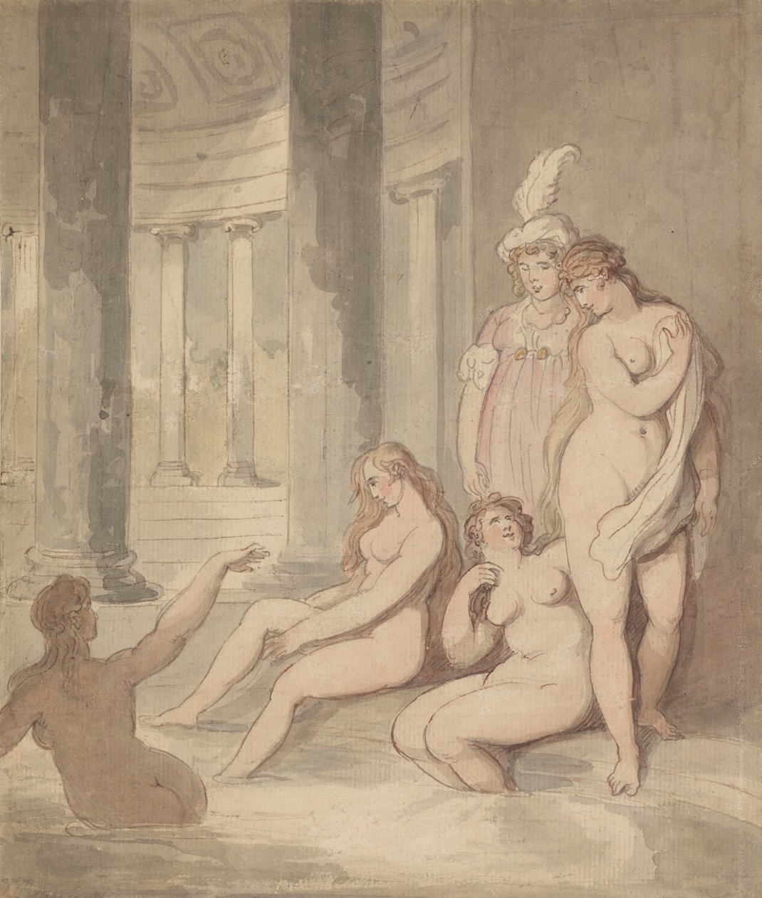 Nymphes à un bain romain - Thomas Rowlandson