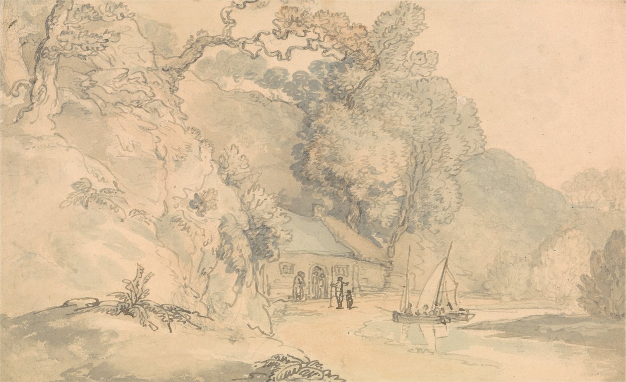 Scène fluviale avec de petits bateaux - Thomas Rowlandson