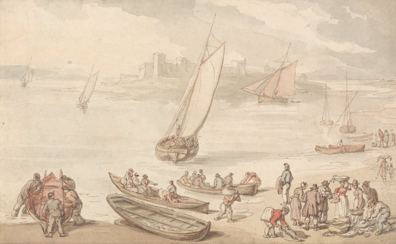 Vente de poissons sur une plage - Thomas Rowlandson