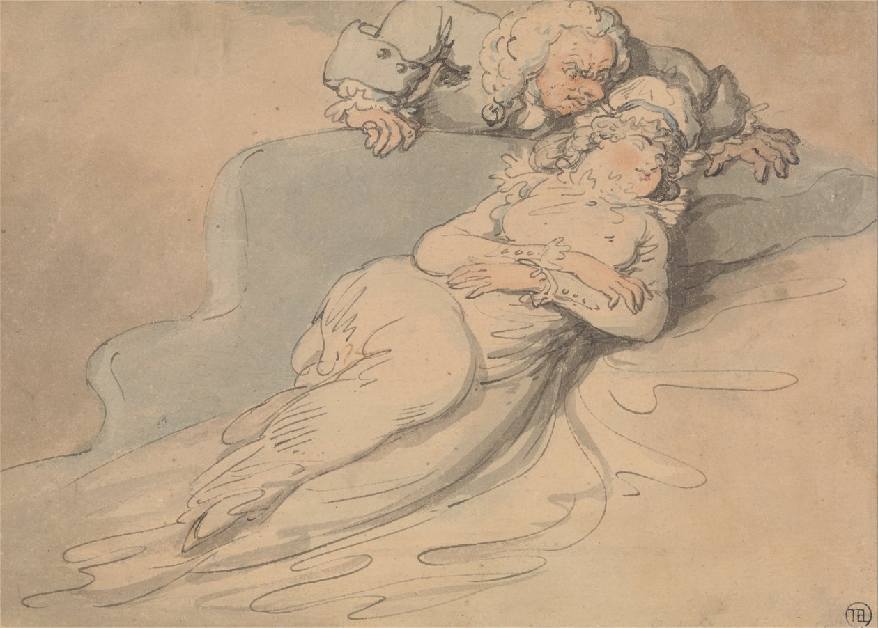 Femme endormie observée par un homme - Thomas Rowlandson