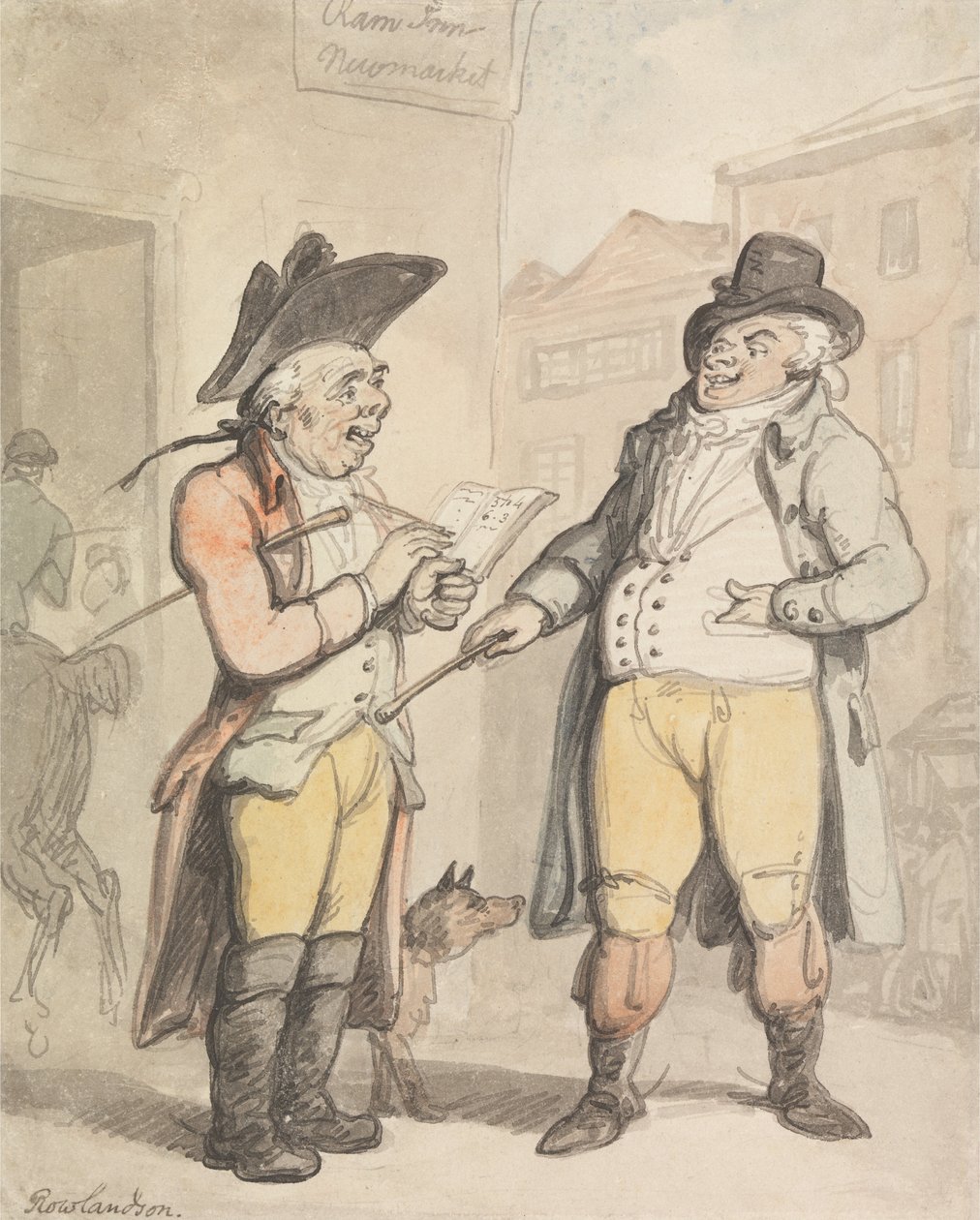 Le bookmaker et son client devant le Ram Inn, Newmarket - Thomas Rowlandson