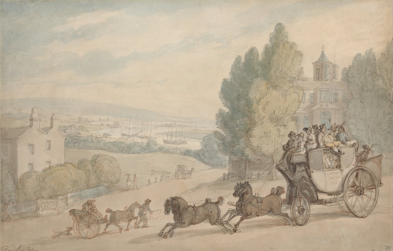 Le carrosse Canterbury-Dover passant devant le château de Vanbrugh - Thomas Rowlandson
