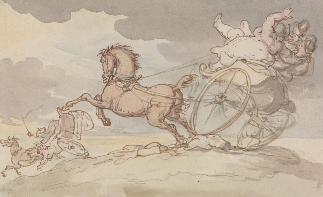 Deux calèches en difficulté - Thomas Rowlandson