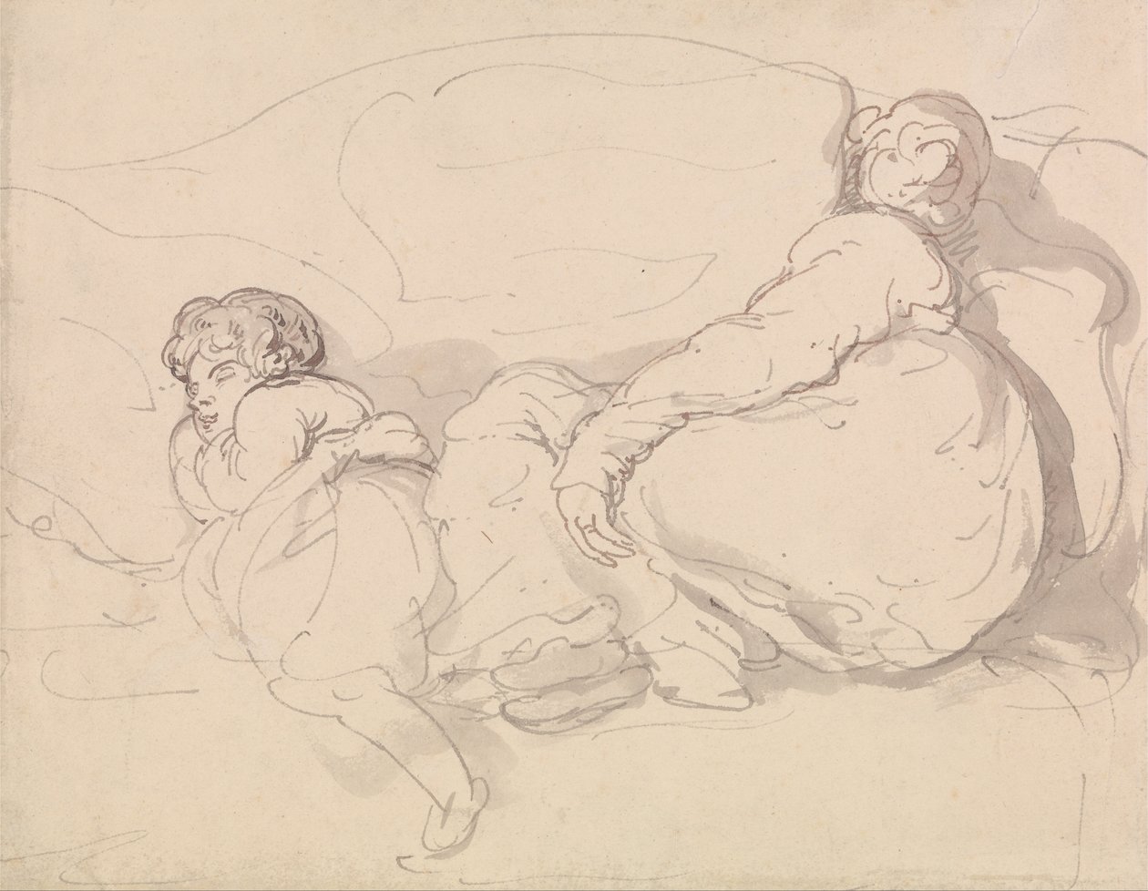 Deux figures endormies - Thomas Rowlandson