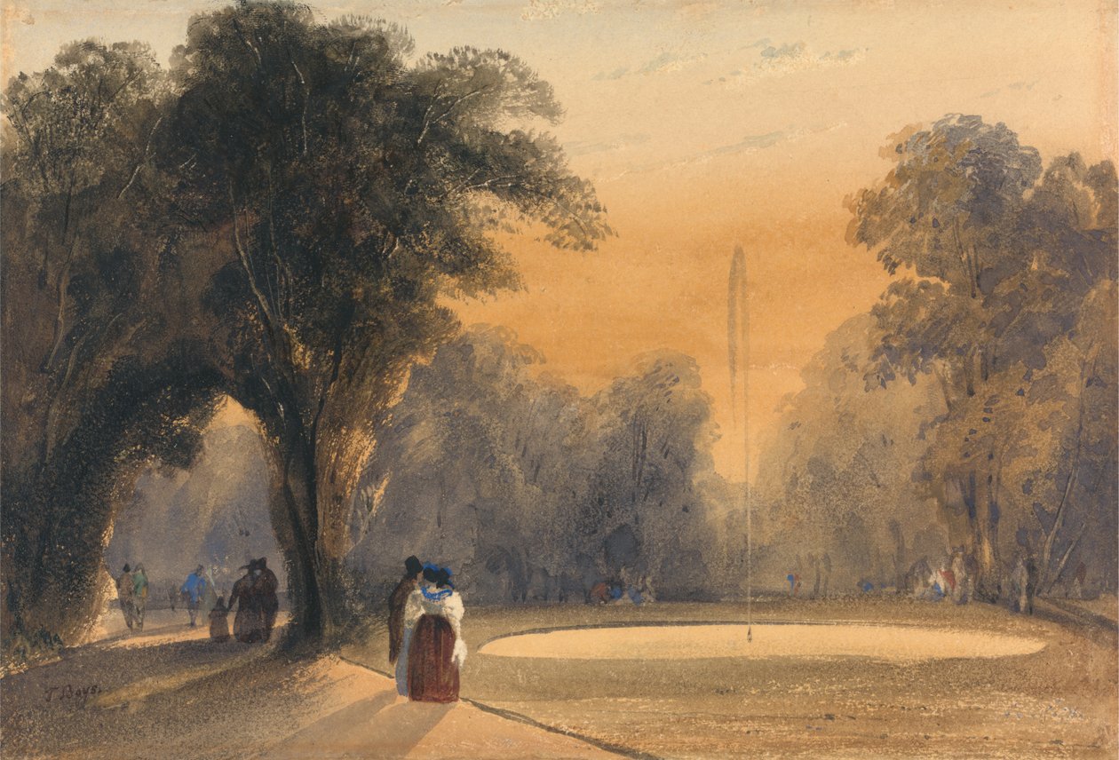 Fontaine dans les jardins, Paris, soir - Thomas Shotter Boys