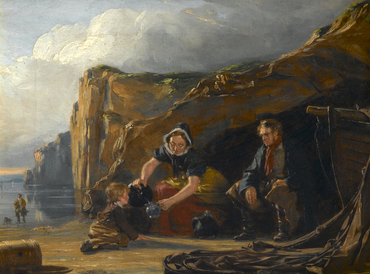 Scène de rivage avec des figures - Thomas Sword Good