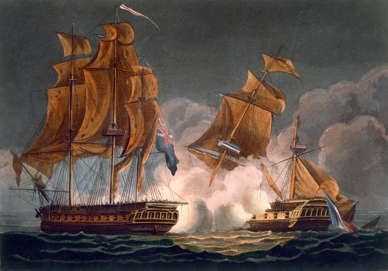 Capture de La Tribune, 8 juin 1796, gravé par Thomas Sutherland pour 