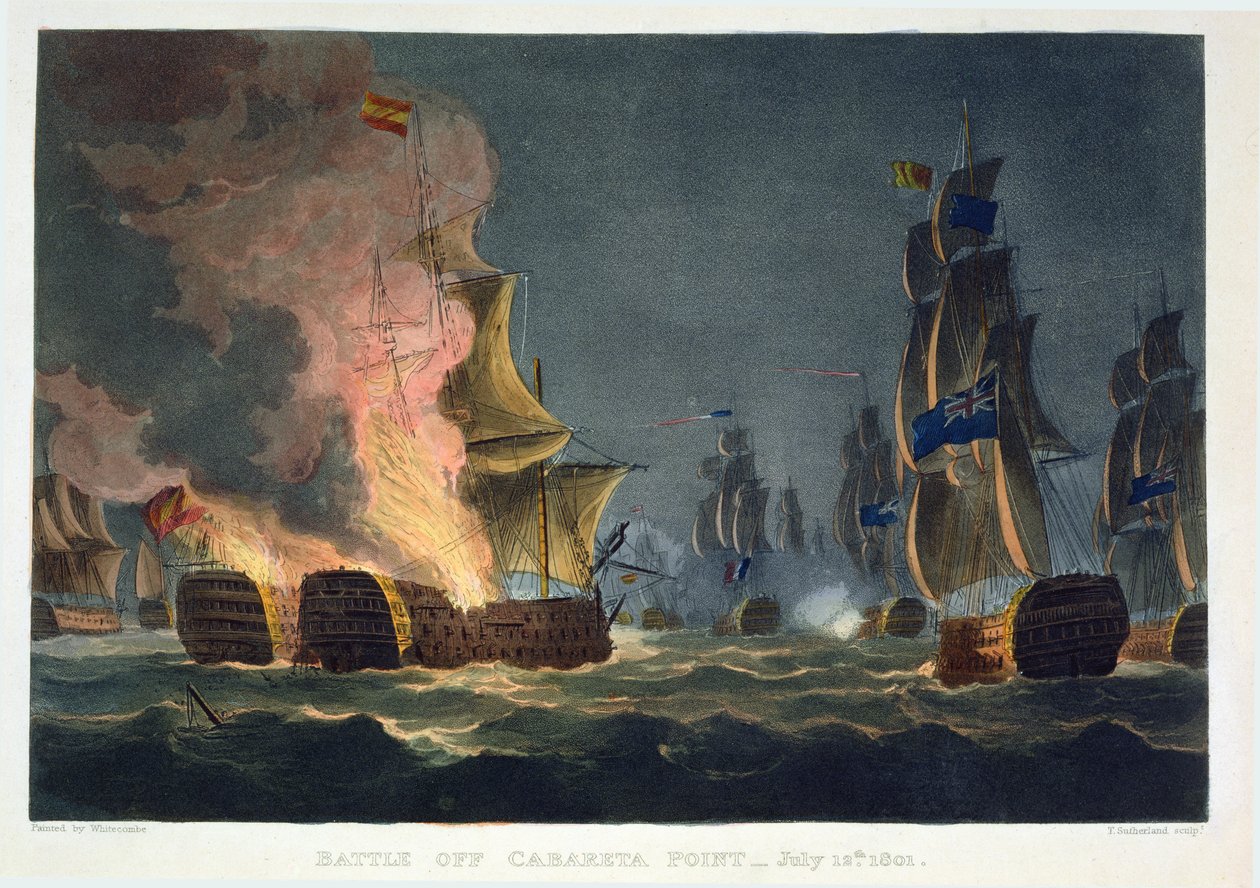 La Bataille de Cabareta Point, 12 juillet 1801, gravée par Thomas Sutherland pour 