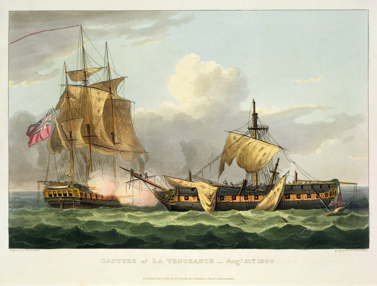 La Capture de La Vengeance, 21 août 1800, gravée par Thomas Sutherland pour 