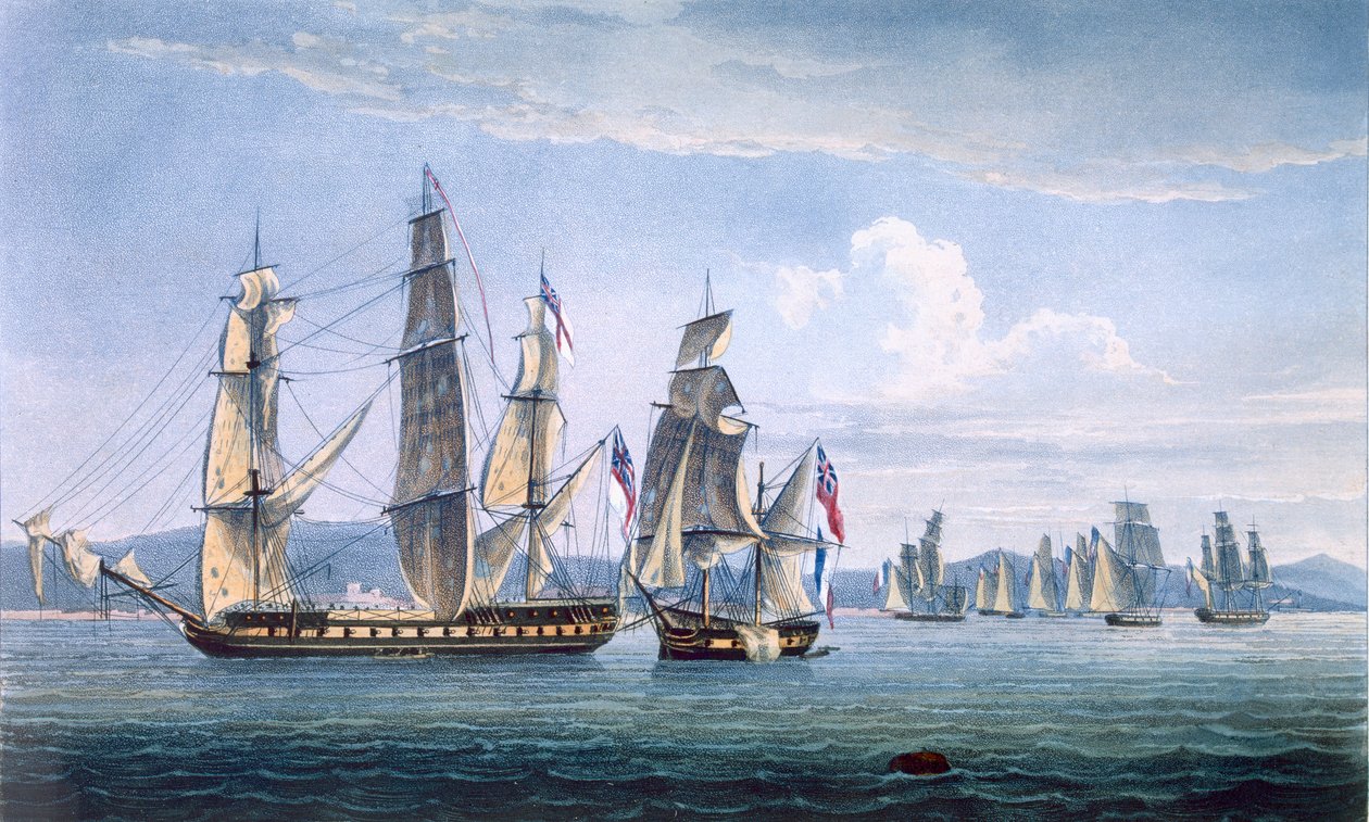 La capture du Sparviere le 3 mai 1810, gravée par T. Sutherland pour 