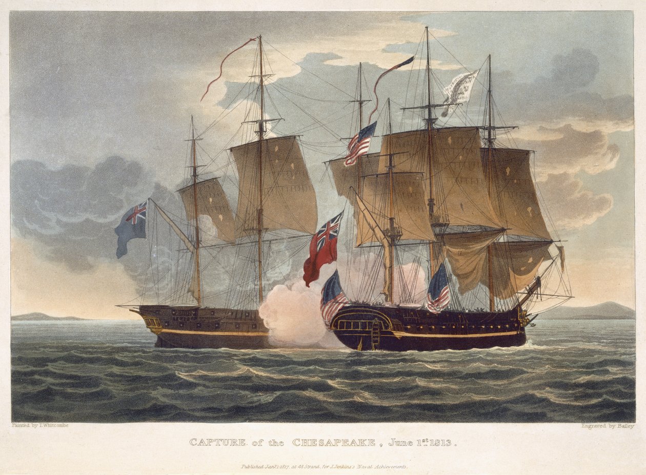 La capture du Chesapeake, 1er juin 1813, gravé par Bailey pour 