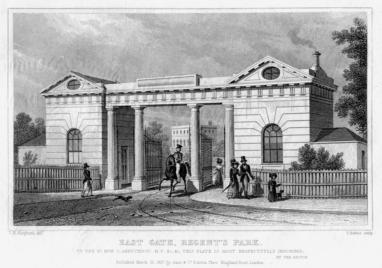 Porte Est, Regents Park, Londres, 1827 - Thomas Barber