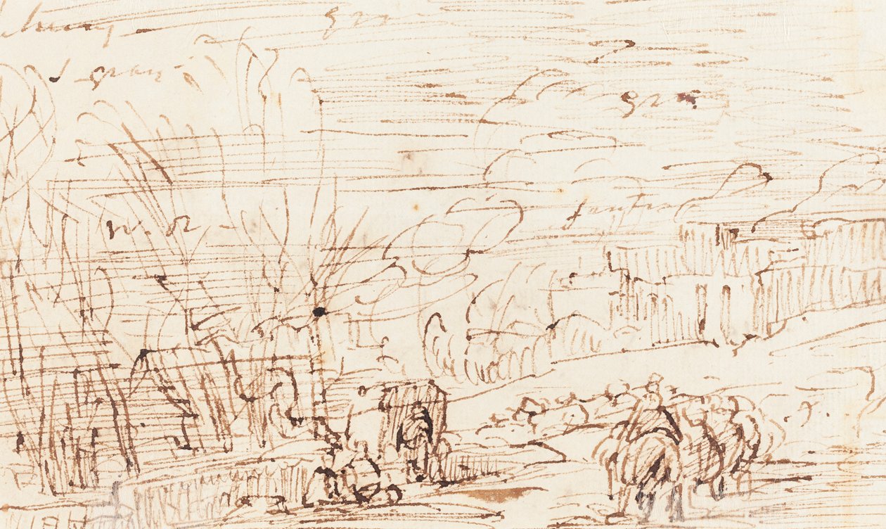Figures dans un paysage [verso] - Thomas Barker