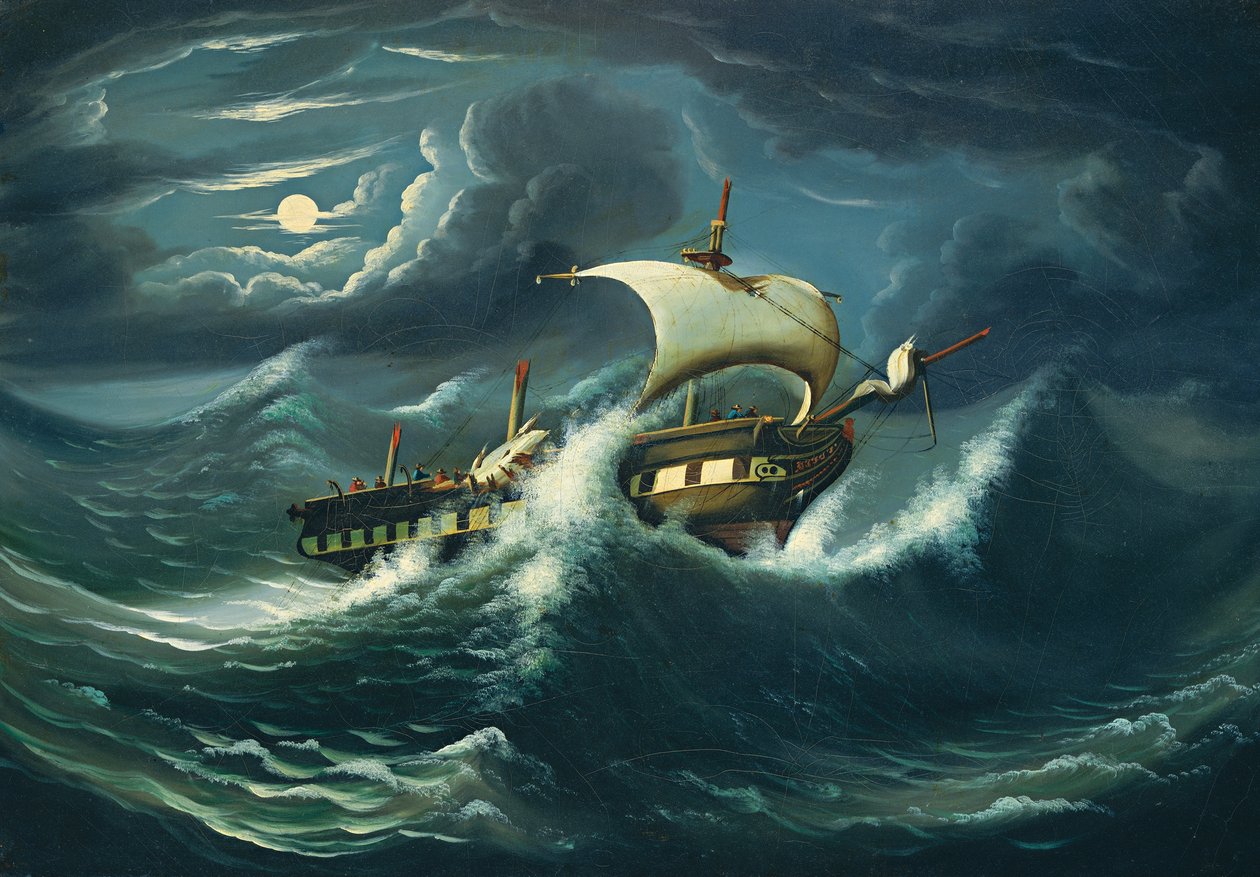 Frégate battue par les tempêtes - Thomas Chambers