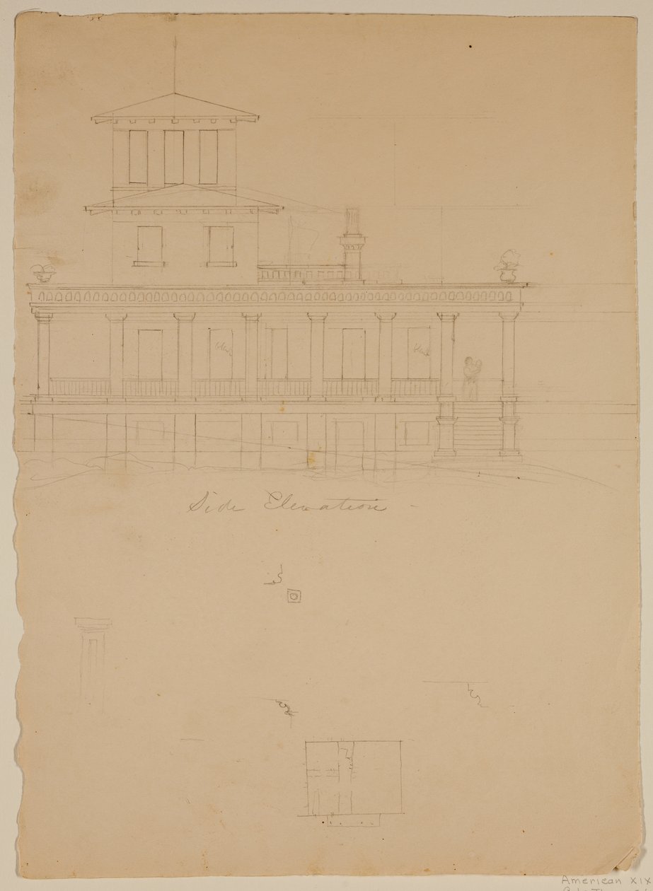 Élévation latérale de la villa proposée à Catskill - Thomas Cole