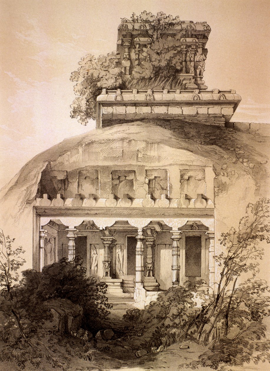 Grotte avec Vimana structurel, Mahavellipore - Thomas Colman Dibdin
