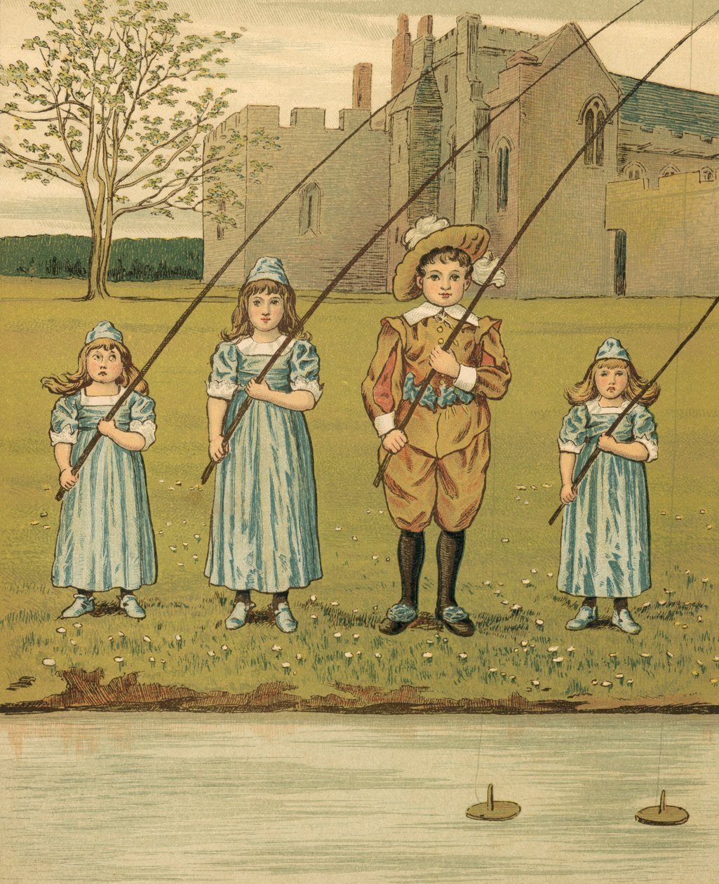 Vie domestique : Enfants pêchant dans la rivière - Thomas Crane