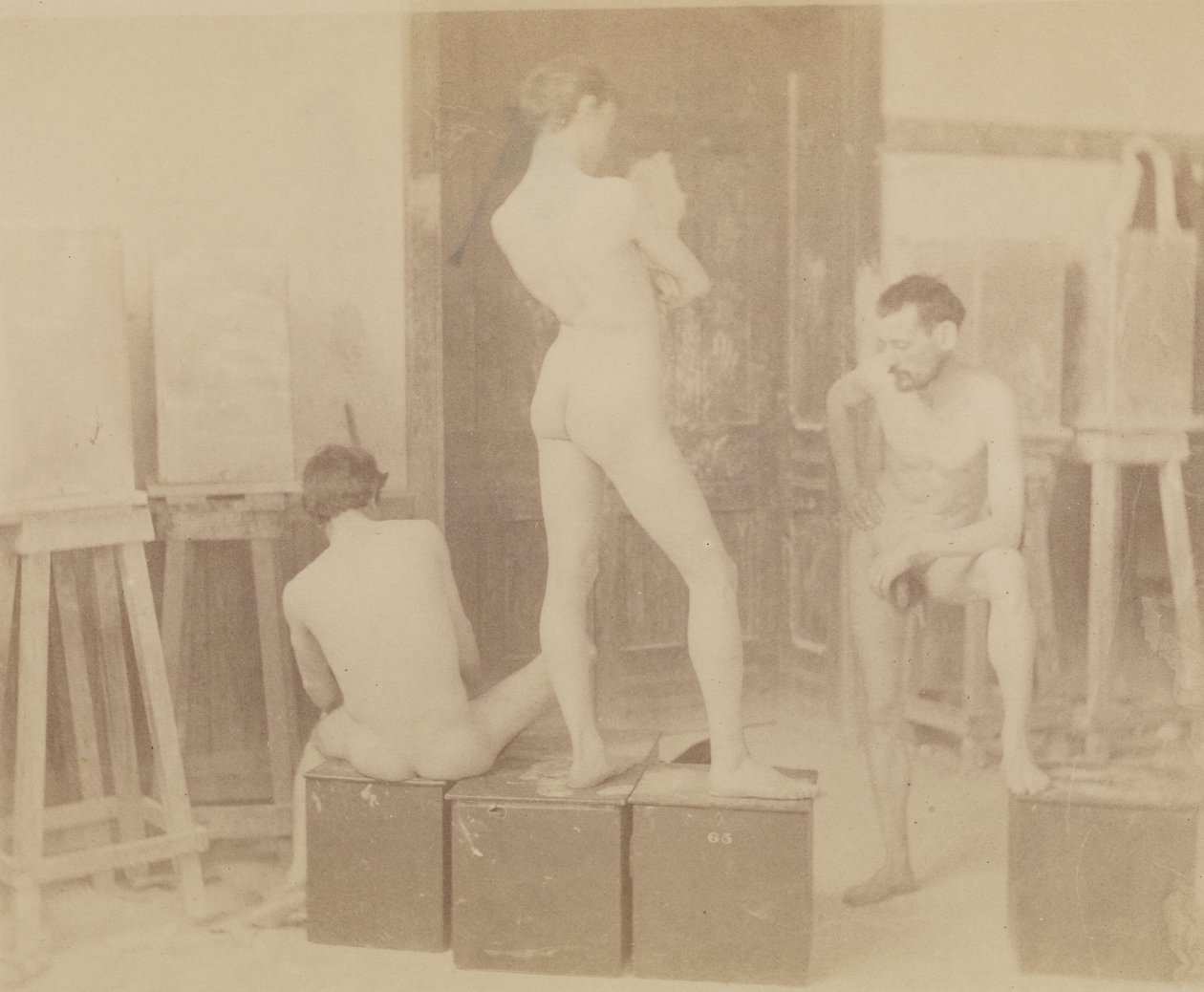 [Trois modèles nus dans un atelier de peinture] - Thomas Eakins