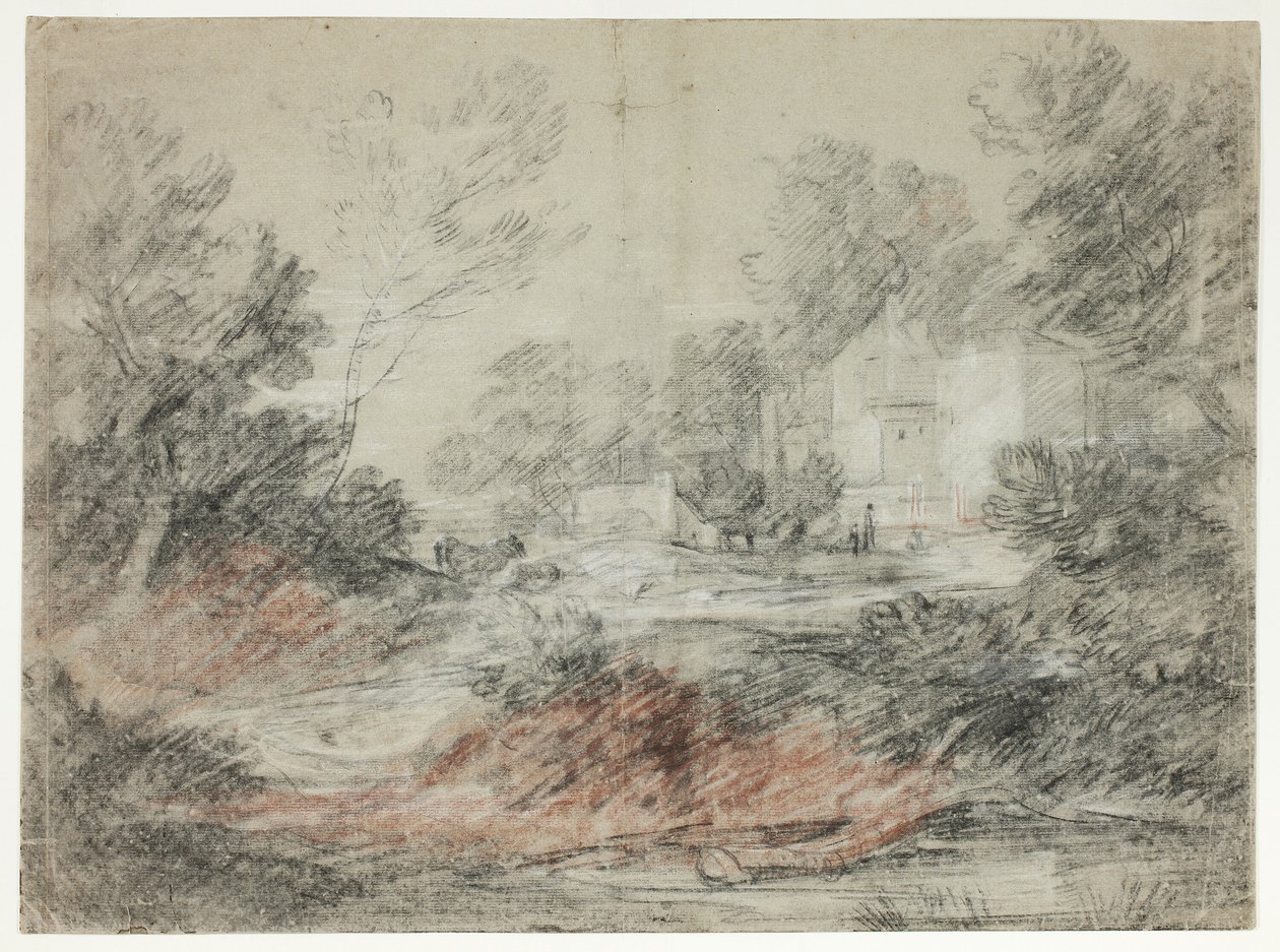 Paysage avec bâtiments près d