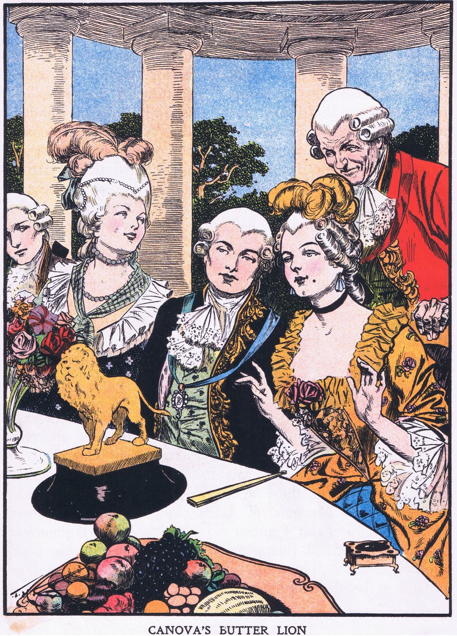 Le lion de Canova (lithographie couleur) - Thomas Heath Robinson