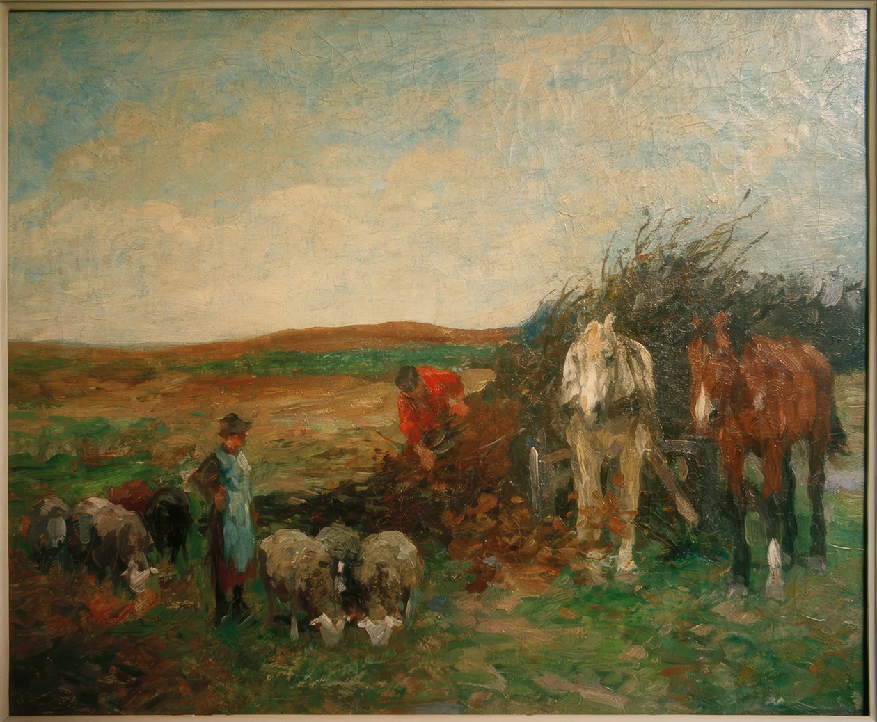 Charrette de fagots et moutons - Thomas Ludwig Herbst