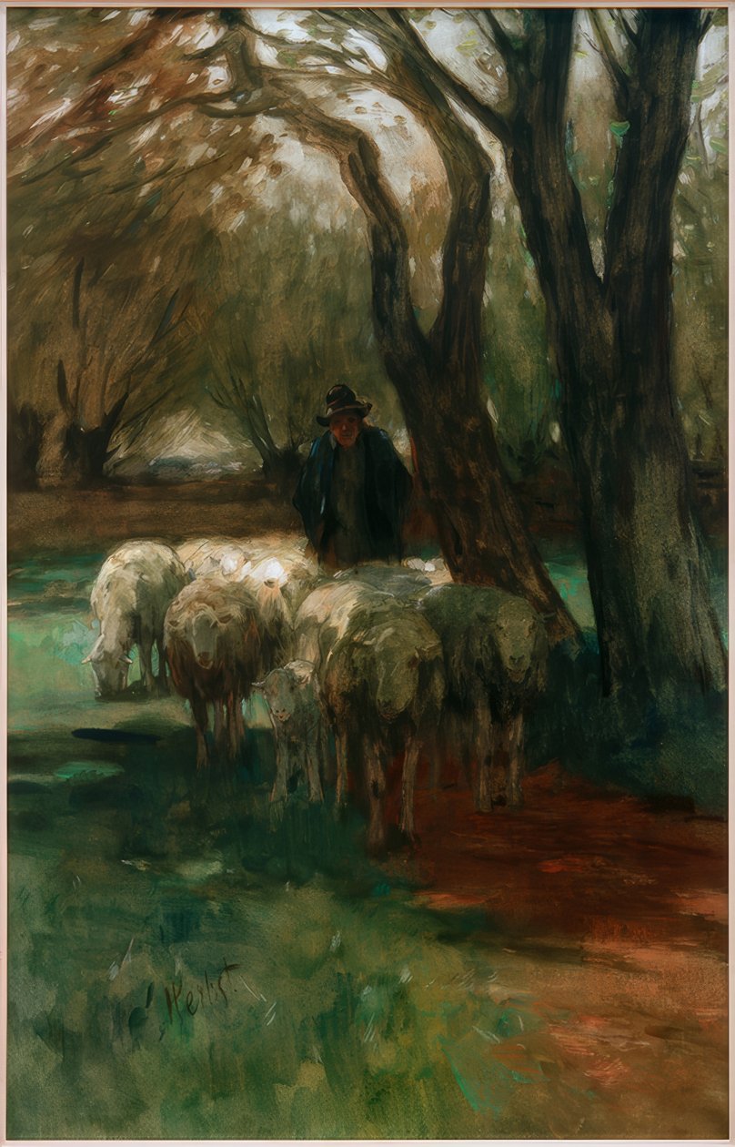 Berger avec troupeau - Thomas Ludwig Herbst