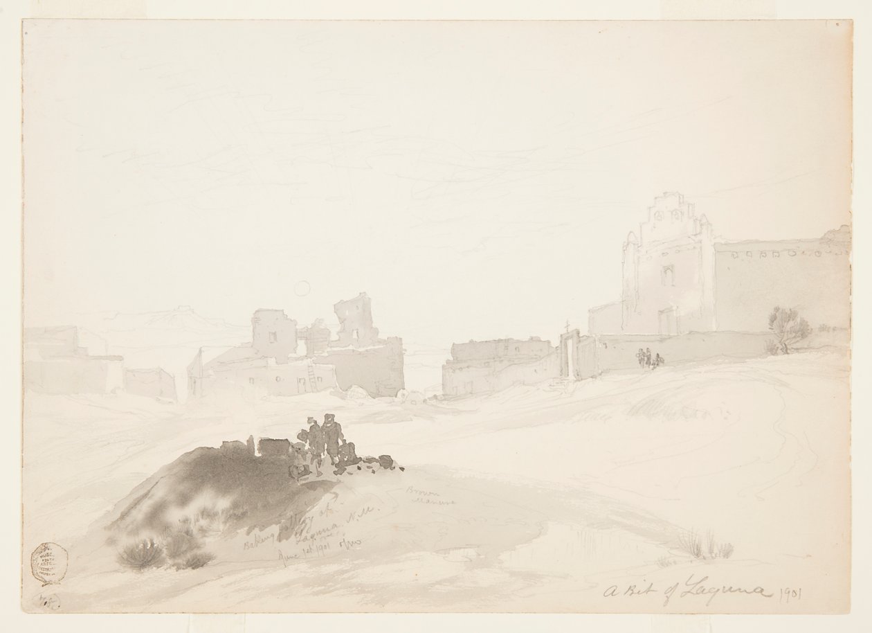Cuisson de la poterie à Laguna, Nouveau-Mexique - Thomas Moran
