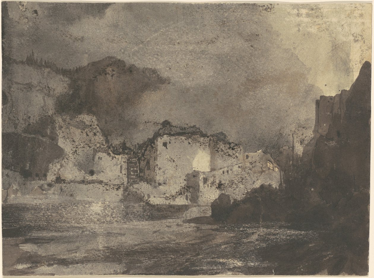 Bâtiments au clair de lune - Thomas Moran