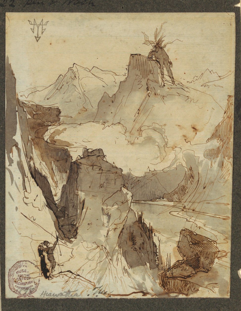 Dessin, Hiawatha voit Mudjekeewis, 1870-75 - Thomas Moran